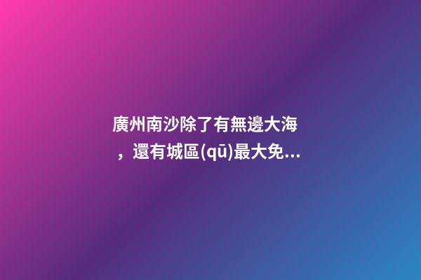 廣州南沙除了有無邊大海，還有城區(qū)最大免費(fèi)森林公園，名字拗口